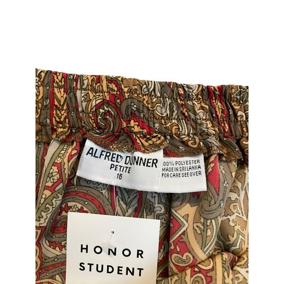 1990s VTG Alfred Dunner Green Paisley Abstract Patterned Knee Length Skirt 16 - Picture 4 of 4